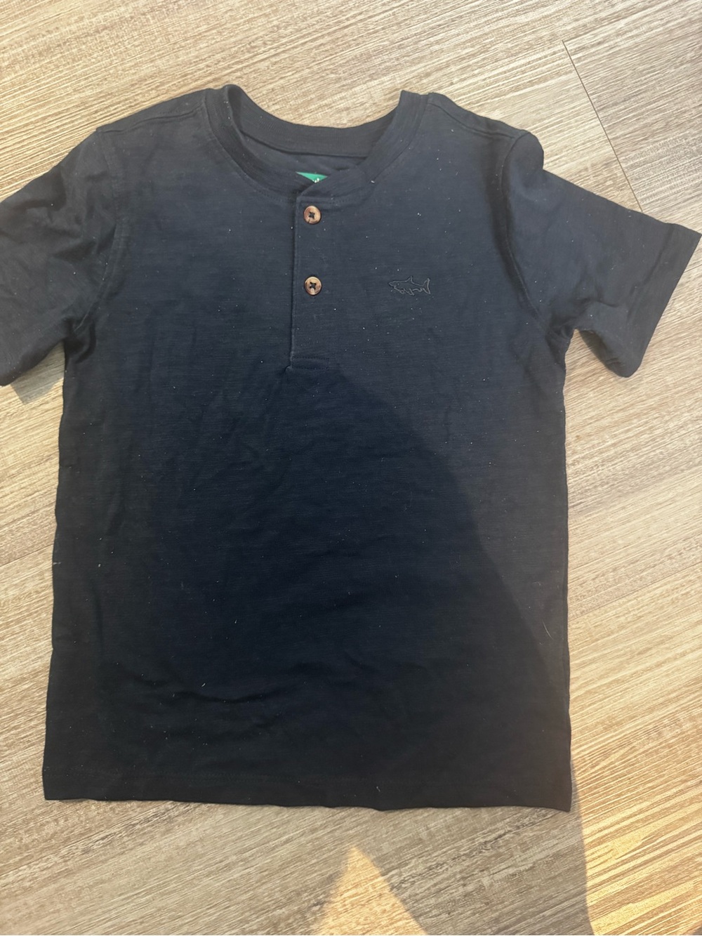 Kids Black Short Sleeve Henley T-Shirt